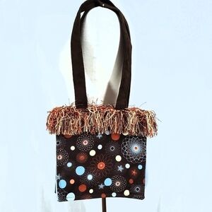 Bag Daddy Polka Dot Fringed Brown Shopping Tote
